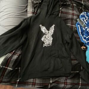 PLAYBOY Black Hoodie with White Logo
